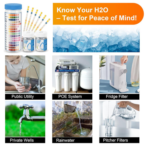 Complete Water Testing Kits for Drinking Water, 100 Strips + 2 Bacteria Tester Kits, 17 in 1 Testing Strips