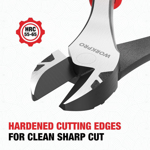 WORKPRO 8 Inch High Leverage Diagonal Pliers: Heavy Duty Wire Cutters in CRV Steel for Cutting Wires