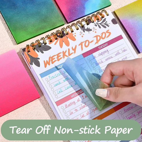 BAYTORY 500 Sheets Transparent Sticky Notes, 3 x 3 Glitter Clear Memo Pads, Self-Stick Index Tabs for Bible Accessories