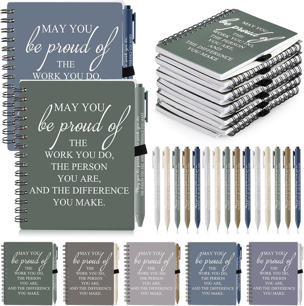 Honoson 30 Sets Employee Appreciation Gifts, Mini Spiral Inspiration Notebook with Ballpoint Pen, Bulk Christmas Gift