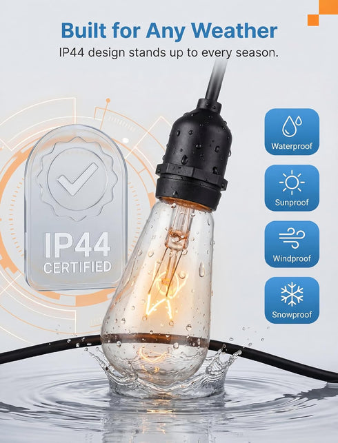 10 Pack ST40 Bulbs 7W E17 Bulbs Replacement for Outdoor String Lights, Intermediate Base Clear Incandescent Edison
