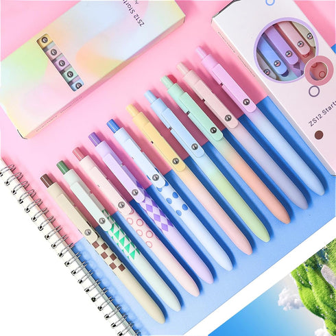 Gel Pens, 10 Pcs Medium Point Smooth Writing Pens, Cute High-End Series 0.7mm Black Ink for Journaling Supplies