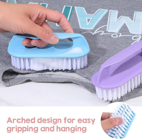 Leooomap 12-Pack 4 Scrub Brush Heavy Duty Multi-Purpose Cleaning Brushes with Stiff Bristles, Colors (Purple Pink Blue