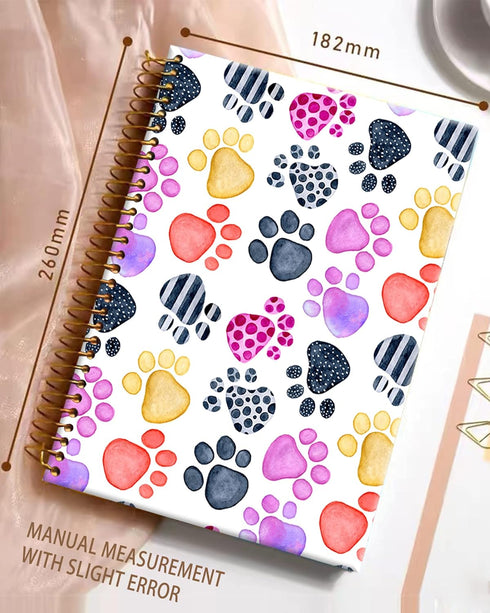 Spiral Journal Notebook,Cute Strong Twin-Wire Binding with Premium Paper for Girl Women,60 Sheets A5 College Ruled Notebook/Journal,Perfect for School Office Home Gifts,Colorful Pup Paws