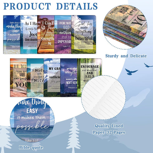 Jetec 150 Bible Verses Gift Set, 30 Christian Bookmarks, Pens, Notebooks, Keychains
