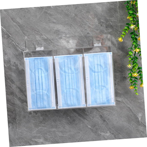 GARVALON Wall Mounted Acrylic Glove Holder and Mask Storage Box Compartment Dispenser for Gloves and Masks Organization