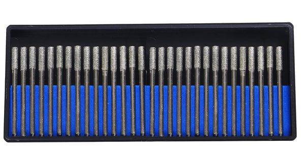 3mm Diamond Drill Bit - Jewelry Beach Sea Glass Shells Gemstones, 30 Pieces Case Set for Dremel Compatible Burr
