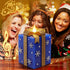 LCZLUMIPRO Christmas Flameless Gift Box Candle Hand-Painted Real Wax LED Candle with Remote Timer Battery Operated Blue