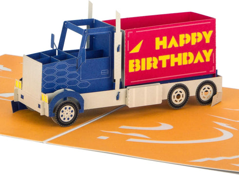 Ribbli Happy Birthday Truck Pop Up Car Card, Birthday Cards for Him, Her, with Envelope