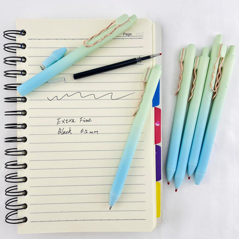 Fengtaiyuan Lv05 Stylish Gradient Color Pen, Black Ink, 0.5mm Extra Fine Gel Ink Rollerball for Smooth Writing