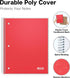 Dunwell Red Wide Ruled Spiral Notebook, 1 Subject, 100 Sheets, Plastic Cover, Perforated Pages, Poly Pocket Folder