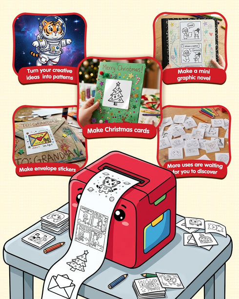 Behcp 5 Smart AI Voice Sticker Printer Cube, Magic Thermal Sticker Maker with Display, Inkless Portable Sticker Cube