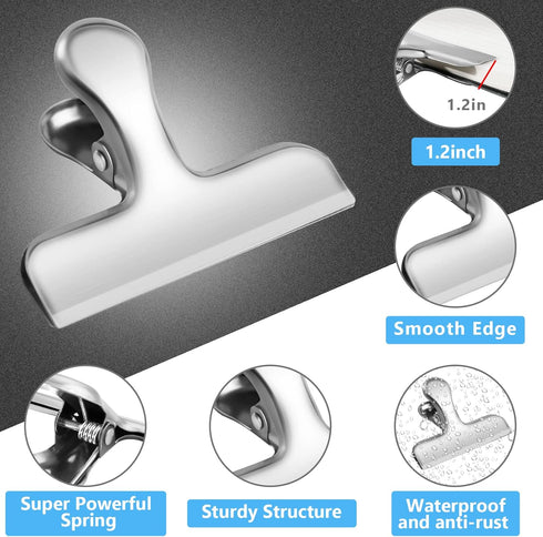 Chip Clips 8 Pack, Stainless Steel Bag Clips for Food, Heavy Duty Snack Clips with Air Tight Seal