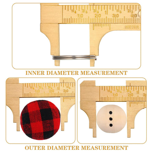 2 Pcs Brass Vernier Caliper, Pocket Caliper Handy Tool with Double Scale Sliding Gauge for Measurement