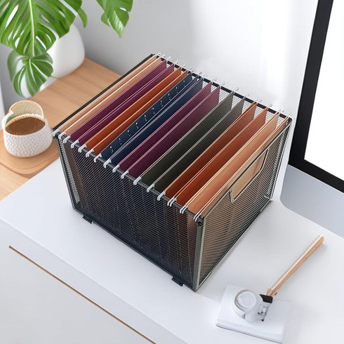 Metal File Baskets,Hanging File Folder Organizer,Office file holder,Letter Size,Black (1)