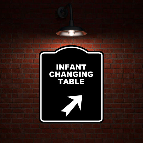 8.5 10 inches INFANT CHANGING TABLE Black Sign Arrow Up Right Aluminum Composite Sign x