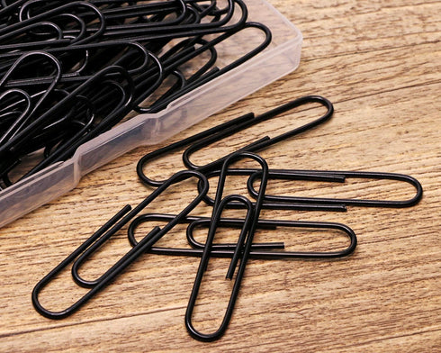 Tupalizy 2 Inch Large Smooth Paperclips, 60PCS Decorative Memo Note Clips for Document Organizing (Black)