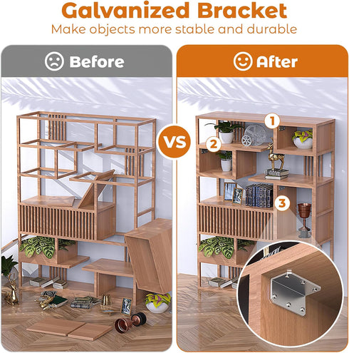2x4 90 Shelves,Furniture,Fence-15 L Corner Brackets Heavy Duty, Angle Iron with Holes, Galvanized Degree Joist Bracket