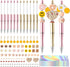 Wood Homing Daisy Beadable Pens - 12 Set Plastic DIY Black Ink Ballpoint Pen Making Kit for Kids, School Supplies