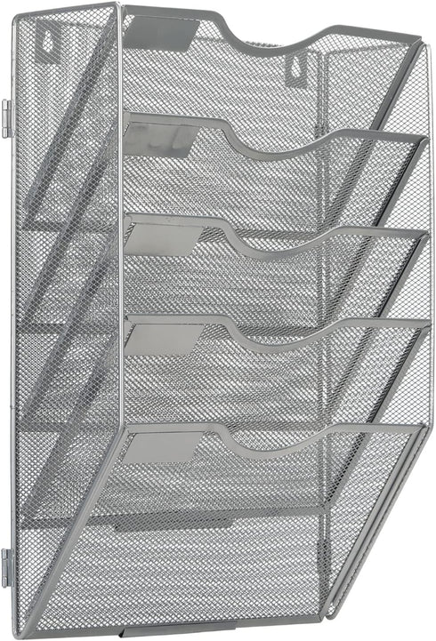 EasyPAG Silver Mesh Wall File Holder, Assemble Office Hanging File Organizer for Papers and Documents