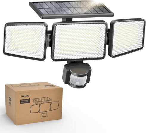 Philips Solar Security Light Outdoor Light 302 LEDs 1200lmSolar-Powered Waterproof Wall-Mounted Flood