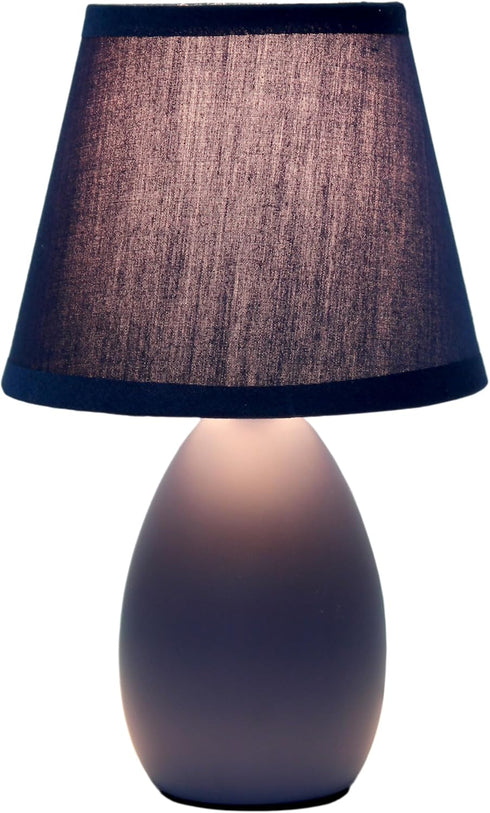 LT1197-BLU-2PK 9.45" 2-Pack Set, Simple Designs Chic and Sleek Oblong Mini Oval Ceramic Table Lamp for Living Room