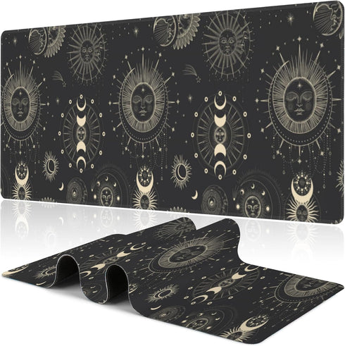 NIYLYNSYN Phase of The Moon Desk Mat,Large Moon Phase Changes Gaming Keyboard Mouse