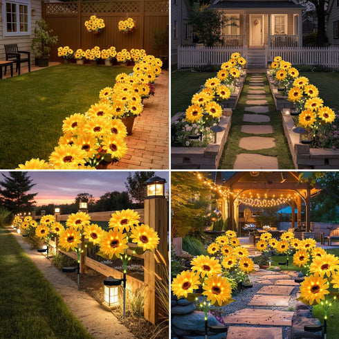 4 Pack echosari Solar Lights Outdoor Waterproof, Sunflower Solar Stake Lights Auto ON/Off Solar Garden Decorative