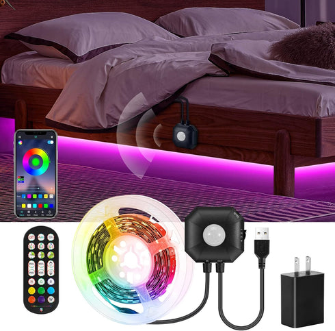 Motion Activated Under Bed Lights,9.8ft Motion Sensor LED Light Strip with Remote