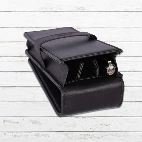 Leather Triple Pen Case Pencil Pouch Holder for Three Fountain Ballpoint Rollerball Pens and Pencils