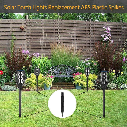 4 PCs Plastic Spikes for Solar Flame Torch lights Solar Torch Lights Replacement ABS Ground Stakes