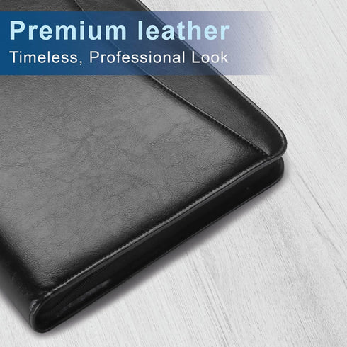 Travigo 3-Ring Zipper Business Leather Portfolio Folder, 1.25" 3-Ring Binder, Professional Document Organizer