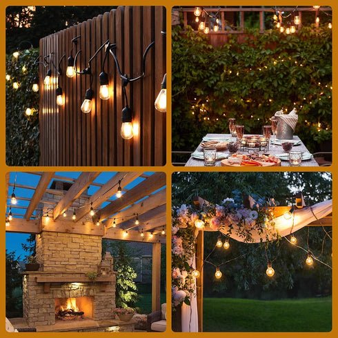 12Ft Commercial 11W S14 Bulbs Waterproof Outdoor String Lights - Grade Patio Lights Heavy Duty Light String Hanging