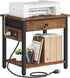 Gewudraw Printer Stand with Charging Station, 2-Tier Under Desk Printer Table, Side Table