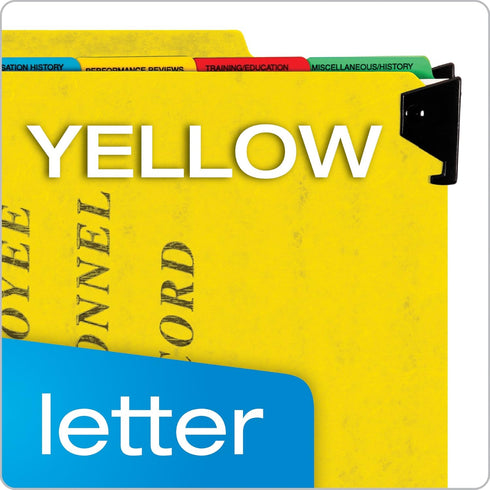 Pendaflex SER2YEL Personnel Folders, 1/3 Cut Hanging Top Tab, Letter Size, Yellow