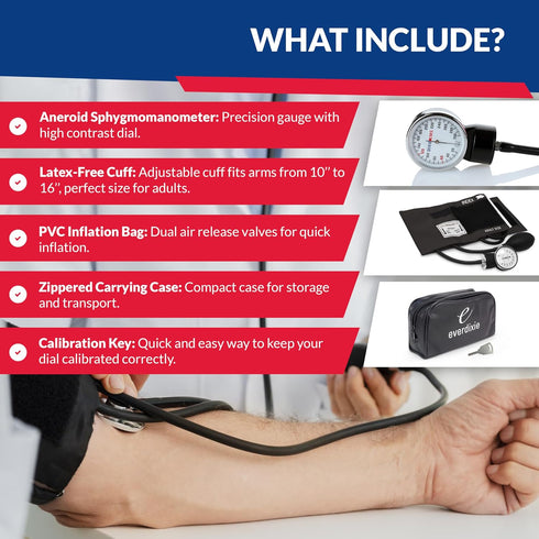 Set 2-Pack Deluxe Aneroid Sphygmomanometer Blood Pressure Monitor Adult Cuff, Carrying Case & Calibration Tool High