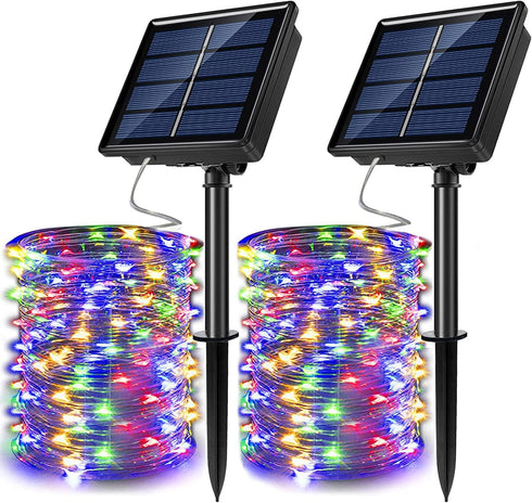 2 Pack Solar Powered Fairy String Lights Outdoor Waterproof 8 Modes Twinkle