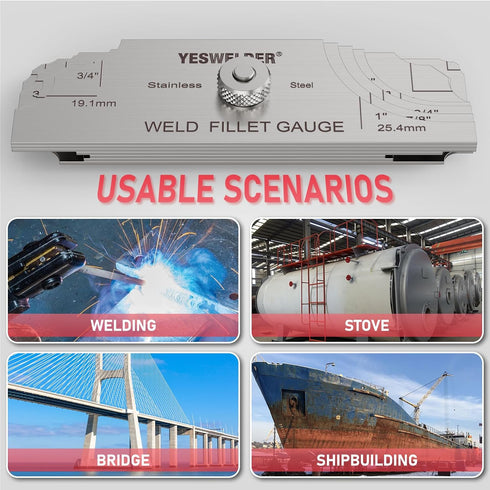 YESWELDER MG-11 Metal Weld Fillet Gages Set (7PCS) for Welding Inspection Test Ulnar MM & Inch