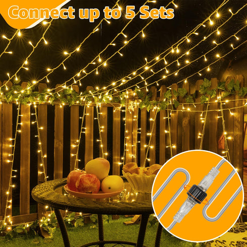 Ollny 120LED 40FT String Lights, Warm White Waterproof Fairy Lights with Timer, 8 Modes Plug in for Indoor Outdoor