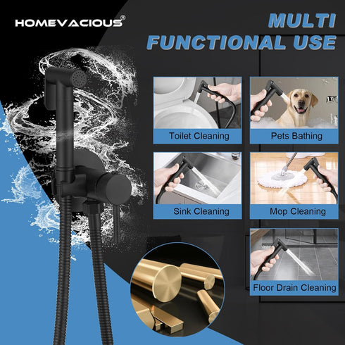 Set Homevacious Handheld Bidet Sprayer Faucet for Toilet with Hot and Cold Rough-in Valve Adjustable Water Pressure