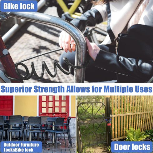 1/2Inch 4FT/6FT/8FT/10FT Heavy-Duty Security Cable Lock with Loops Bike Lock Cable Steel Cable Chain Locks for Outside