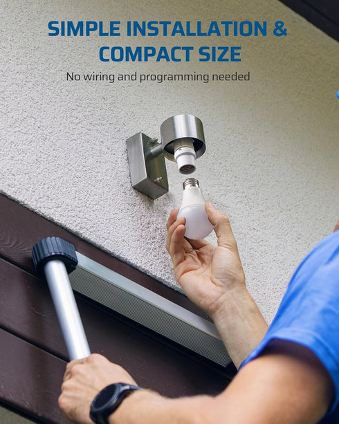 E26/E27 2 Pack, DEWENWILS Light Sensor Socket, Socket Adapter, Automatic Dusk to Dawn, Double Sensors for Porch/Wall