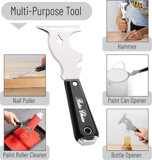 Bates Paint Scraper, 10 in 1 Painters Tool, Red Paint Scrapers for Wood, Putty Knife, Metal Scraper