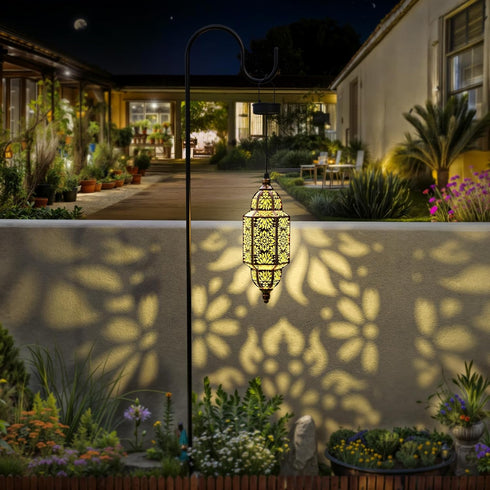 twinkya 1 Pack) Hanging Solar Lights Outdoor Garden Decorative Solar Lantern Waterproof Metal Moroccan Outdoor