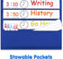 Daily Schedule Pocket Chart, Class Schedule with 13+1 Pockets, 18 Dry Eraser Cards, 2 Easy Over Door Mountings (Blue)