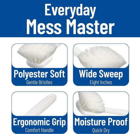 36620L00 20" 2" 1 Count CFS Flo-Pac Plastic Handle Utility Scrub Brush, Nylon Bristles, Length, Bristle Trim, White