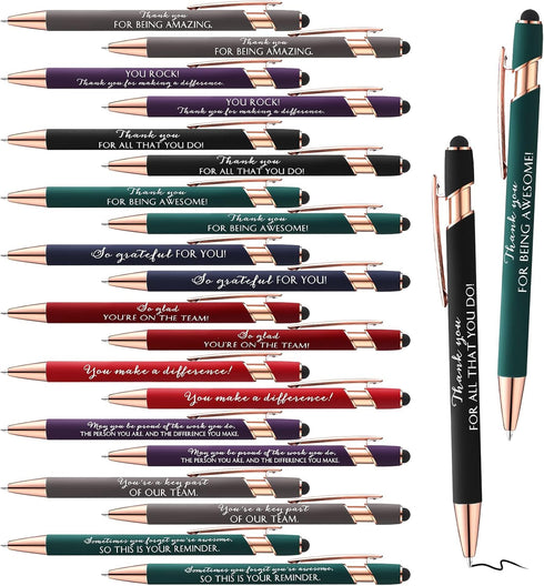 Inspirational Pens Thank You Gifts, Black Ink Motivational Quote Touch Pens, Employee Appreciation Gifts, 50 Pcs