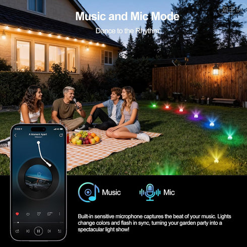 grestar 50FT IP67 Outdoor Ground Lights, Smart RGB Pathway Lights with APP/Remote Control, Music Sync, Timer Function