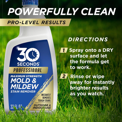 30 32 Oz. SECONDS Pro Mold and Mildew Stain Remover | Scrub Free | Brighter Results Instantly | Ready To Use | Fl.