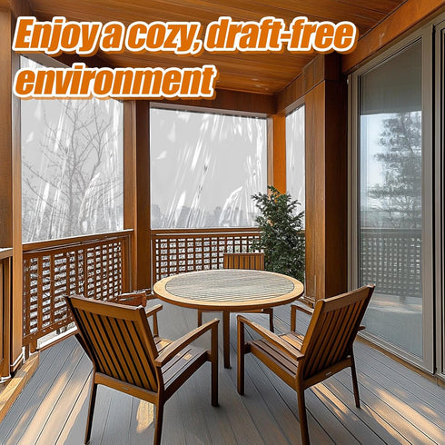 10x12ft 2pcs Grommets Anti-Tear Clear Tarp Waterproof - Windproof Poly Tarpaulin, Heavy Duty Transparent Enclosure